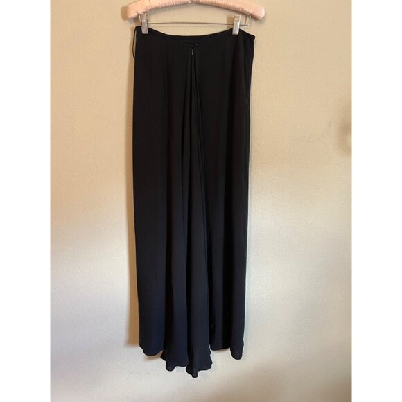 Talbots Long Maxi Skirt 4 Black SILK Back Pleat Classic Flat Front NWT $148 - Picture 9 of 12